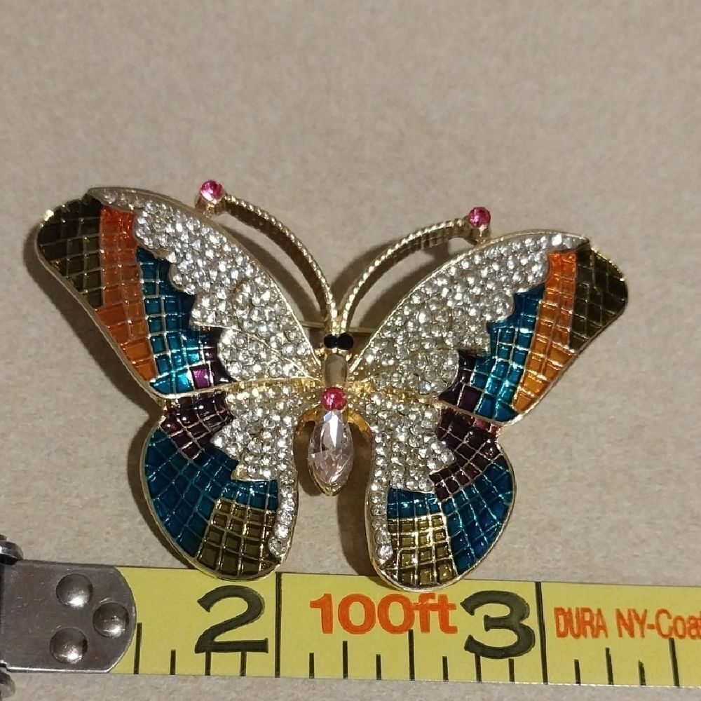 Unlisted Multicolor Crystal Butterfly Brooch